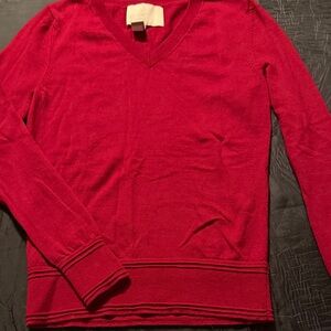 Banana Republic V-Neck Sweater in Vibrant Red
